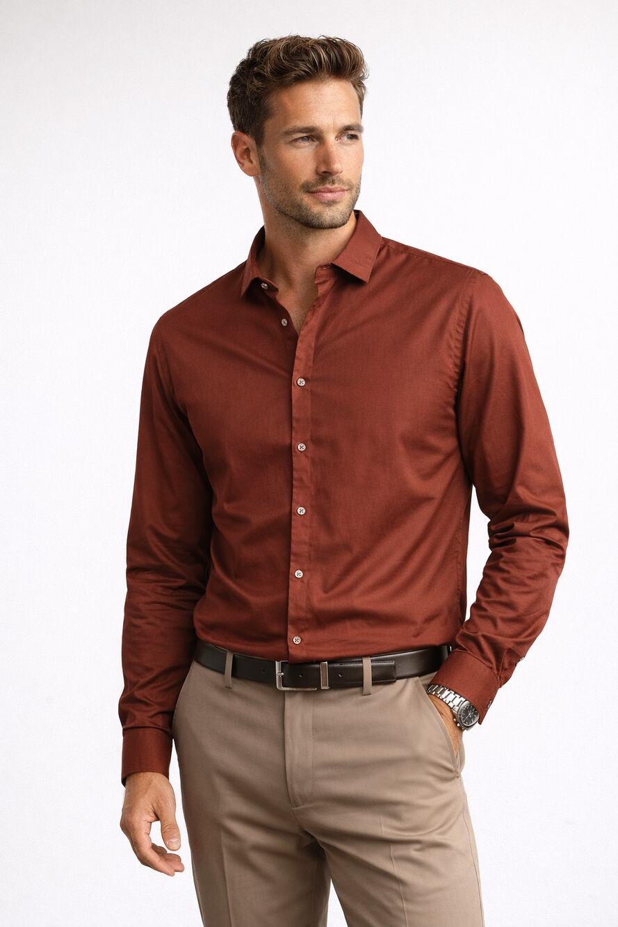 GoodMan Brand Mens large Long Sleeved Button Up Dress Shirt dark brown Nordstrom